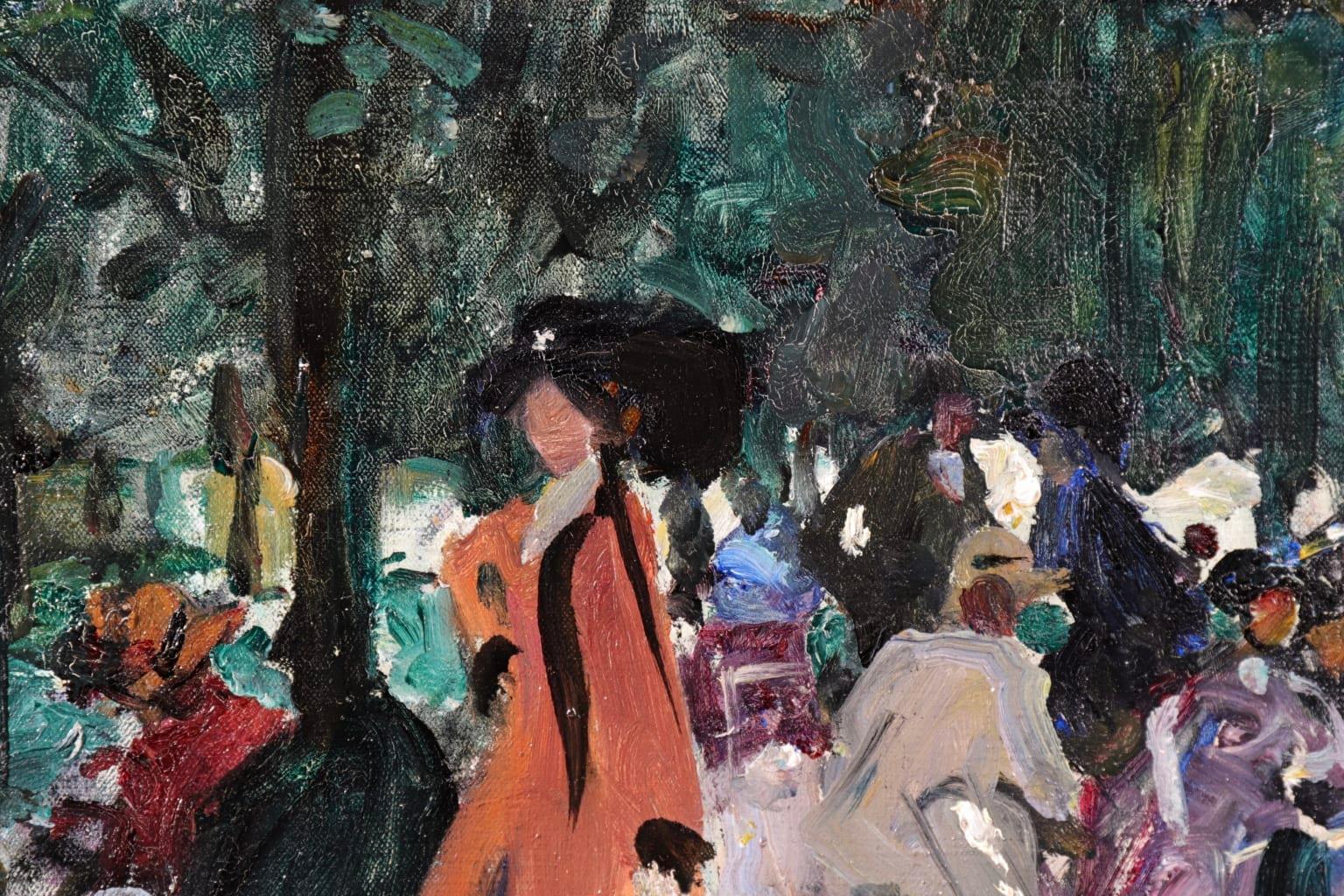 Elegantes au Parc - Impressionist Oil, Figures in Landscape by Lucien Simon 3