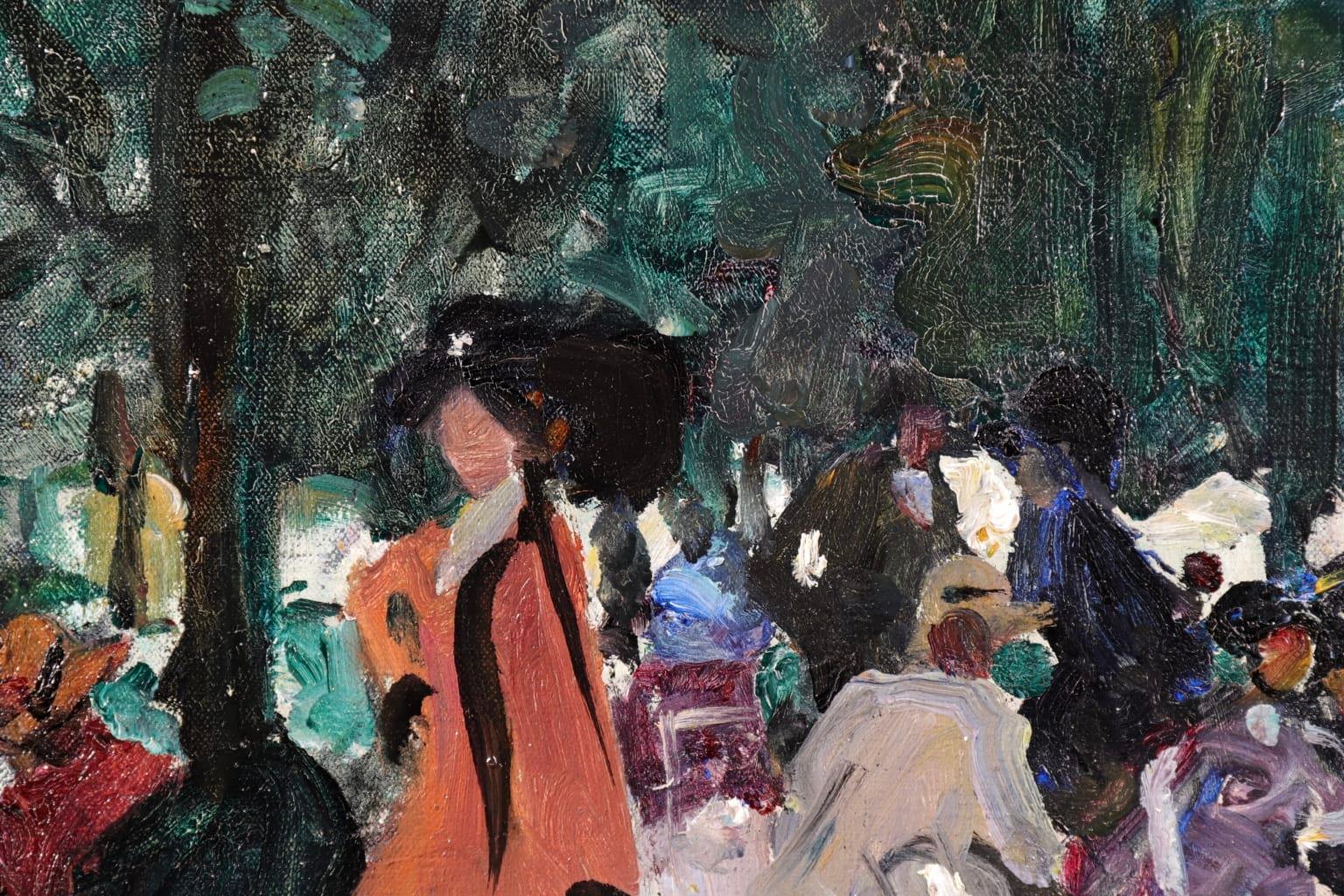 Elegantes au Parc - Impressionist Oil, Figures in Landscape by Lucien Simon 5