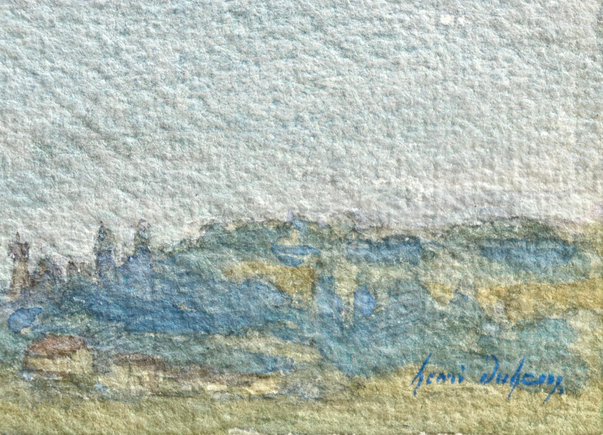 La Lac Geneva - Französisches impressionistisches Aquarell, See in Landschaft von Henri Duhem im Angebot 1