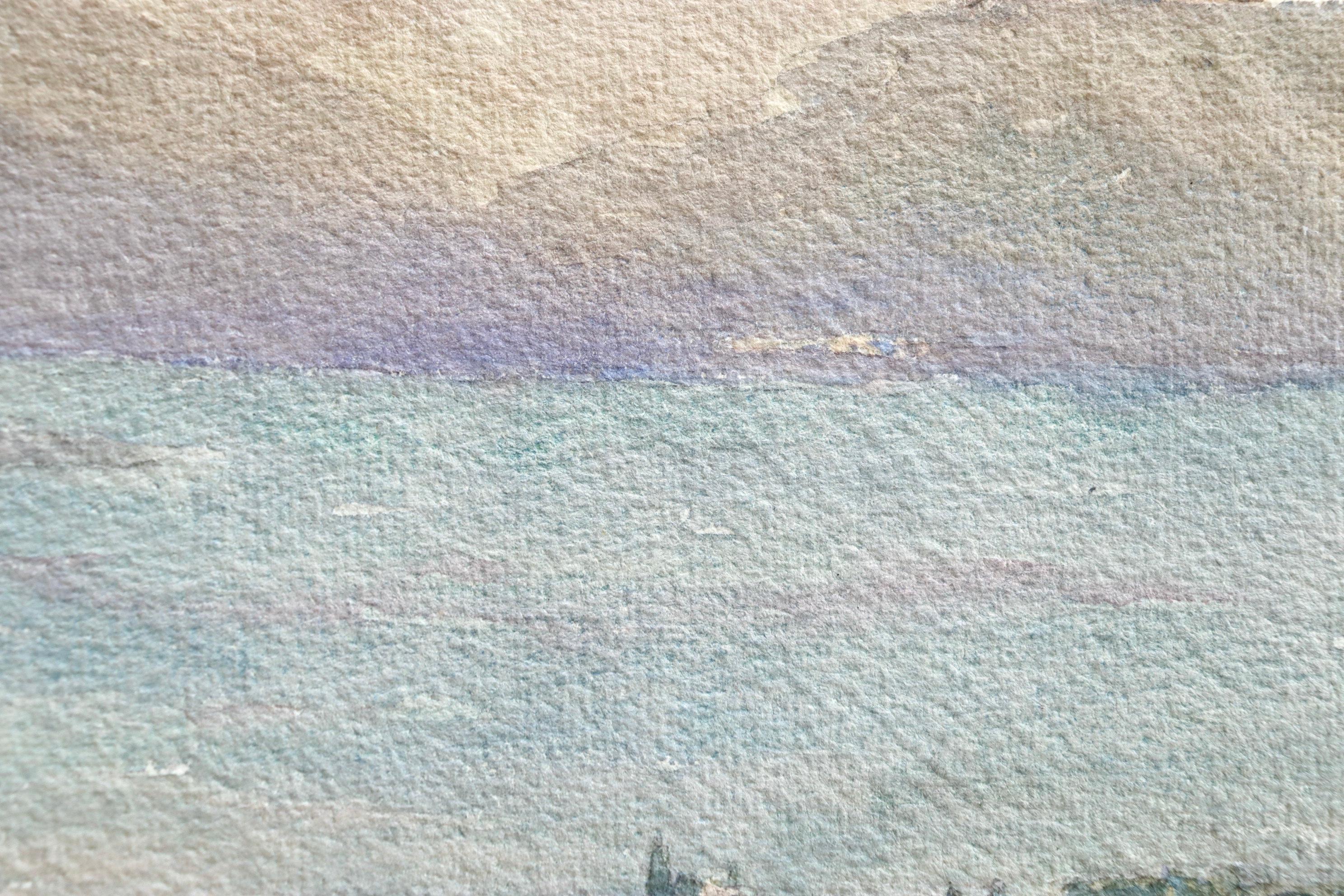 La Lac Geneva - Französisches impressionistisches Aquarell, See in Landschaft von Henri Duhem im Angebot 2