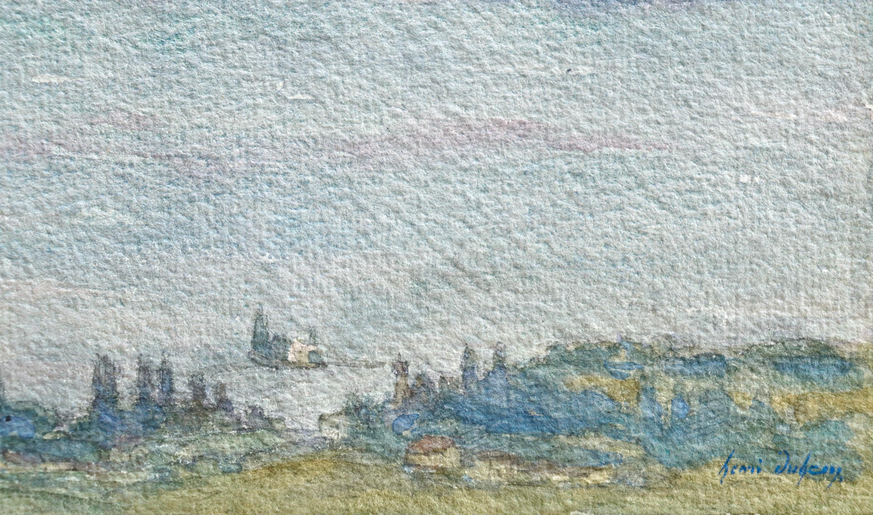 La Lac Geneva - Französisches impressionistisches Aquarell, See in Landschaft von Henri Duhem im Angebot 3
