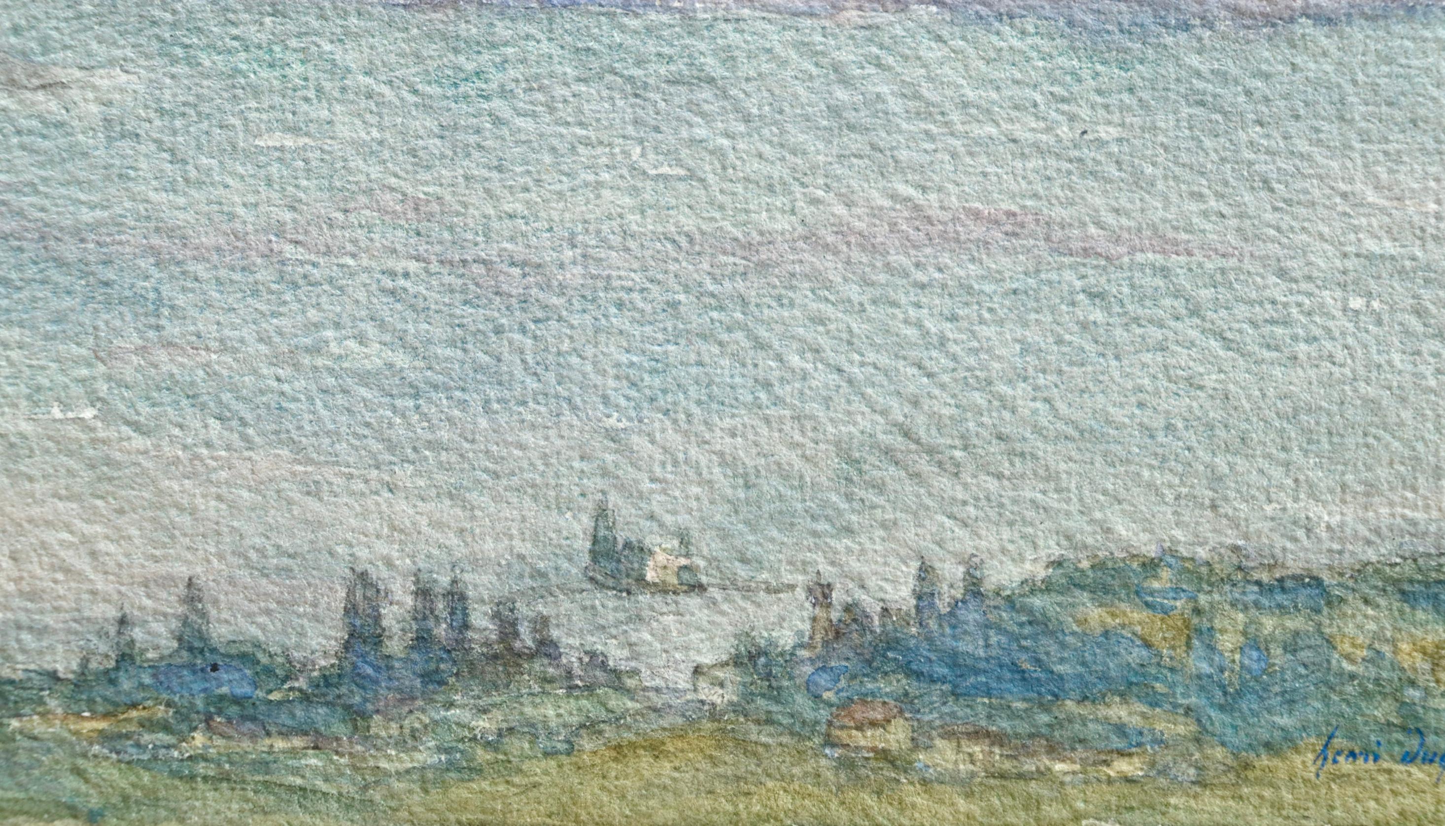La Lac Geneva - Französisches impressionistisches Aquarell, See in Landschaft von Henri Duhem im Angebot 5