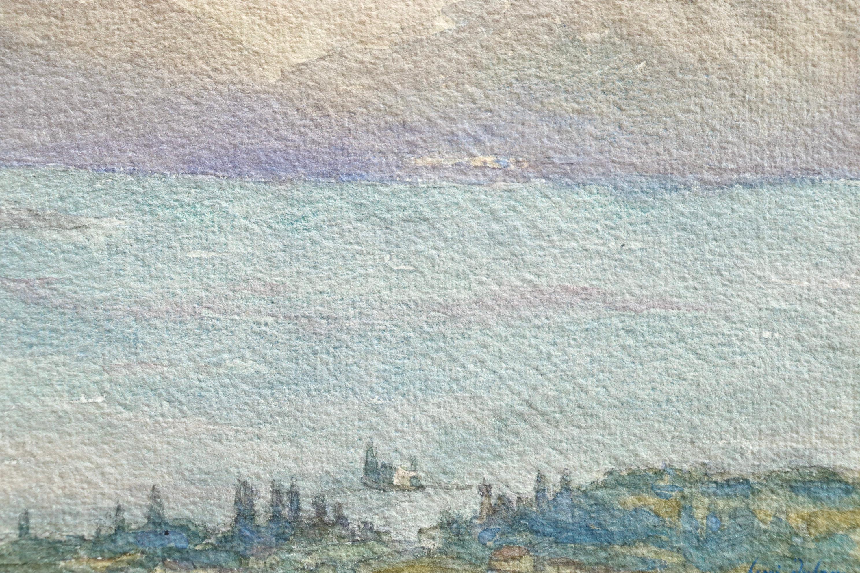 La Lac Geneva - Französisches impressionistisches Aquarell, See in Landschaft von Henri Duhem im Angebot 6