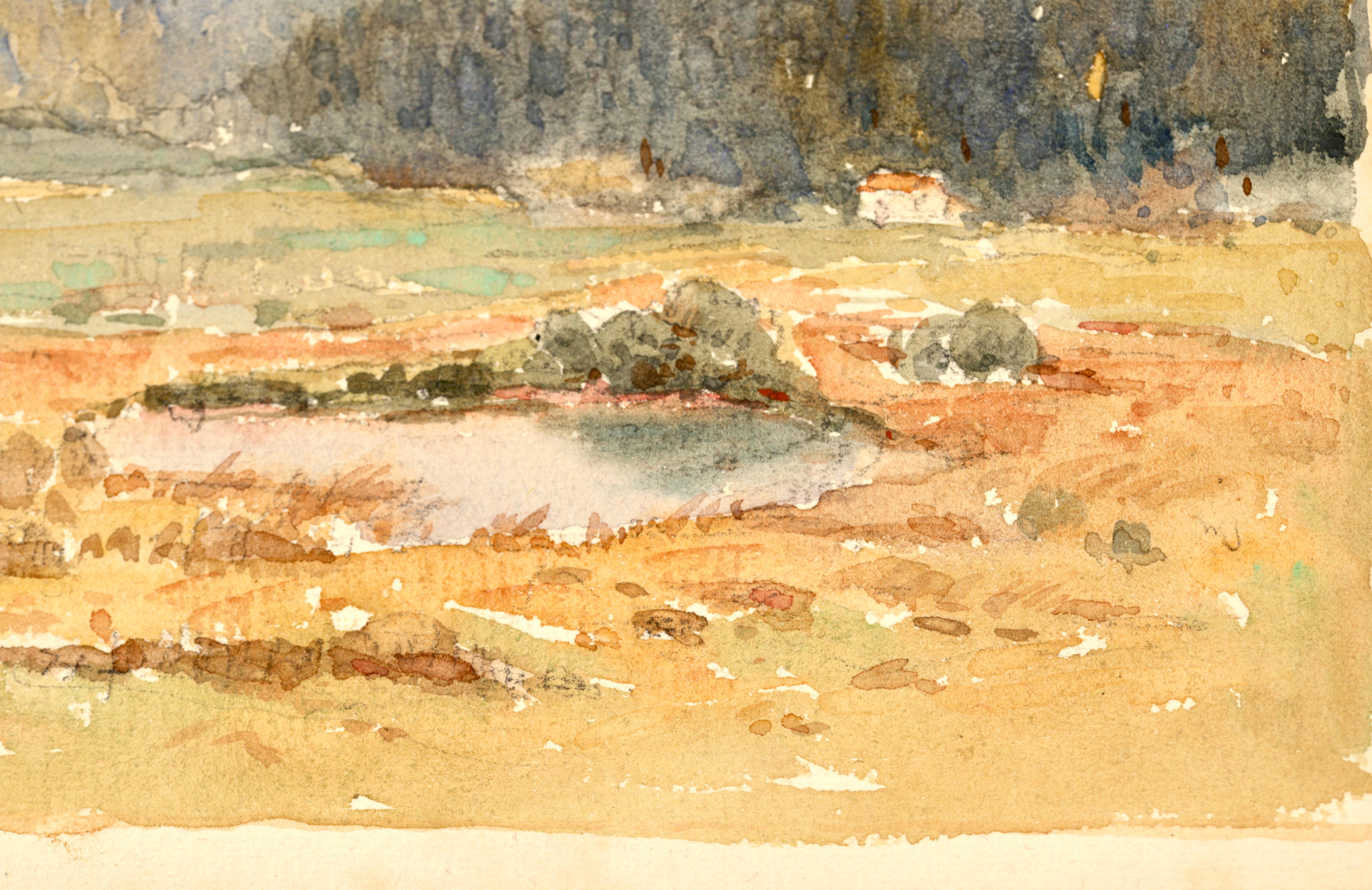 Mont Riant 1925 - French Impressionist Watercolor, Landscape by Henri Duhem For Sale 1