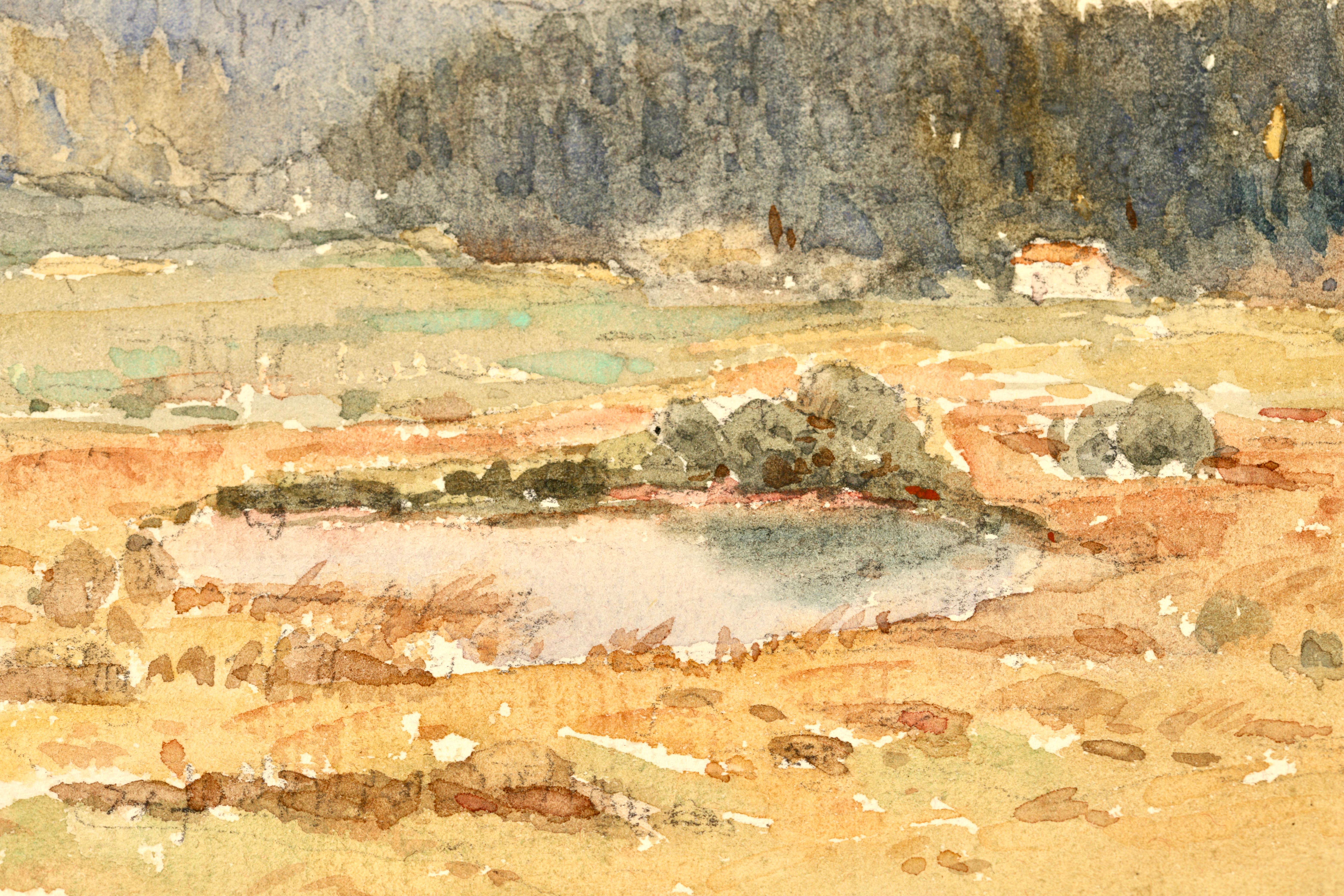 Mont Riant 1925 - French Impressionist Watercolor, Landscape by Henri Duhem For Sale 4