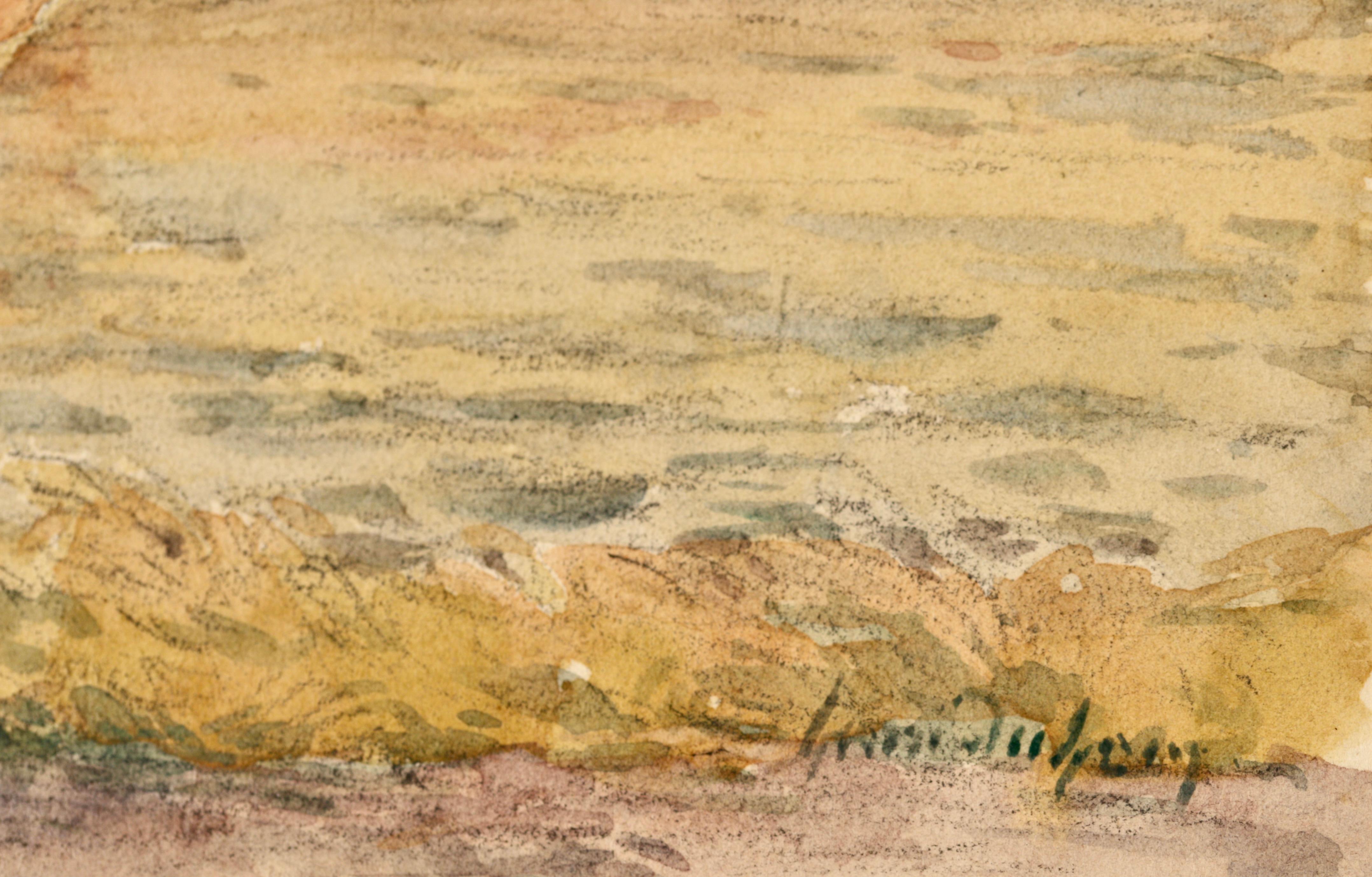 The Boathouse, aquarelle impressionniste, paysage fluvial d'Henri Duhem 1