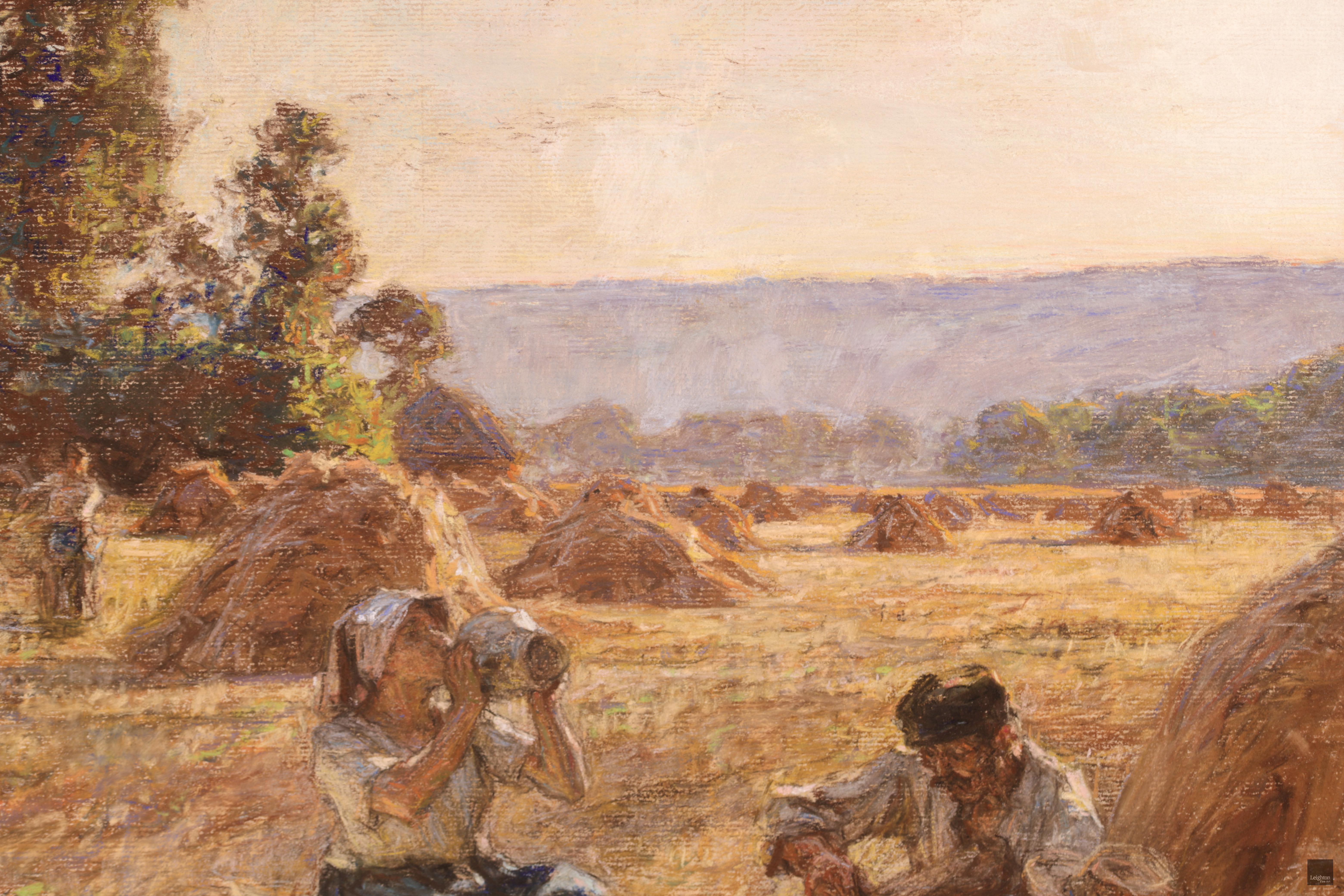 Le Gouter - Barbizon Pastel, Figures in Landscape by Leon Augustin Lhermitte 2