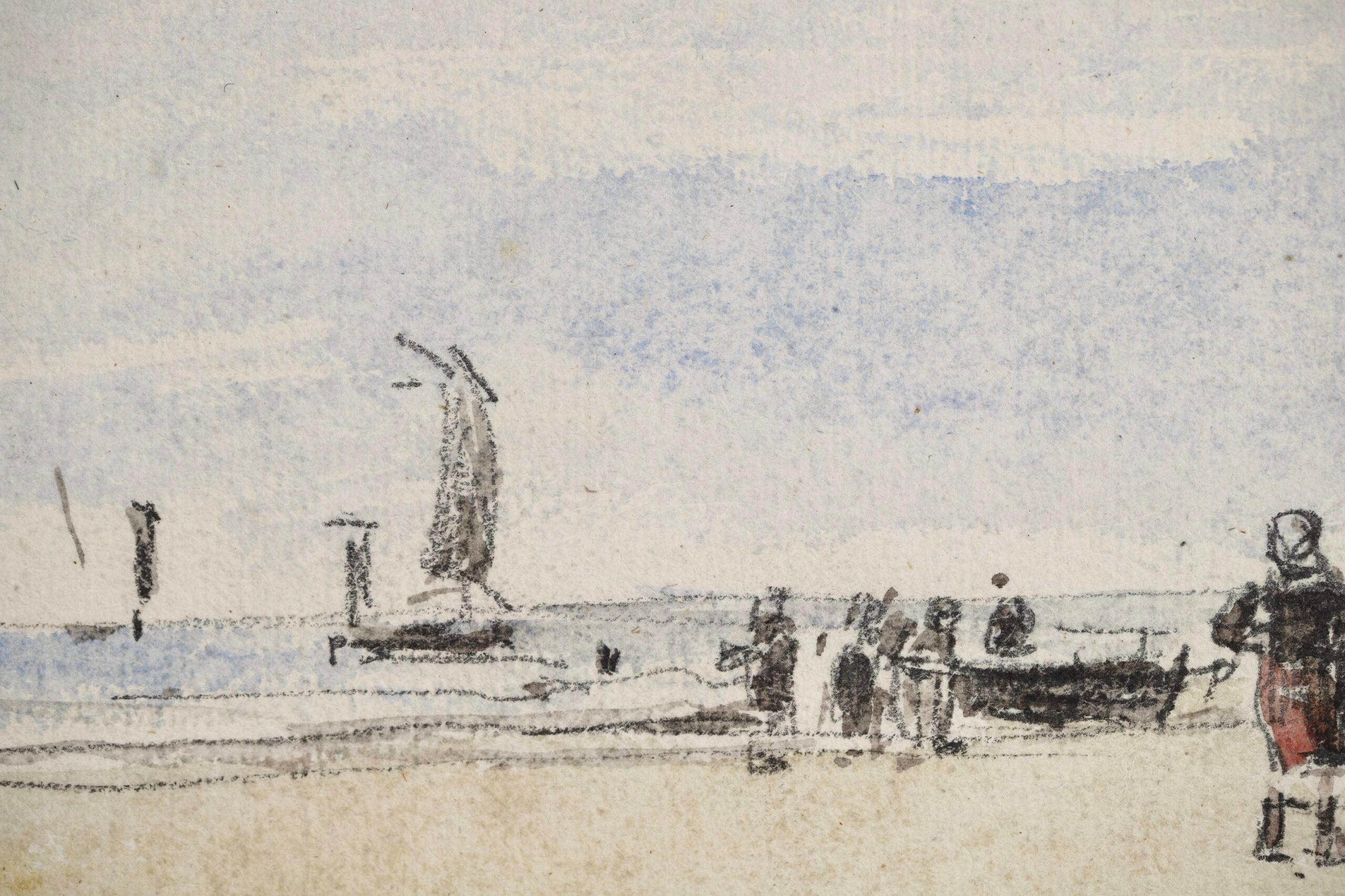 Figuren am Strand – Impressionistische Landschaftsaquarelle von Eugene Boudin im Angebot 2