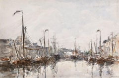 Le bassins a Bruxelles - Impressionist Landscape Watercolor by Eugene Boudin