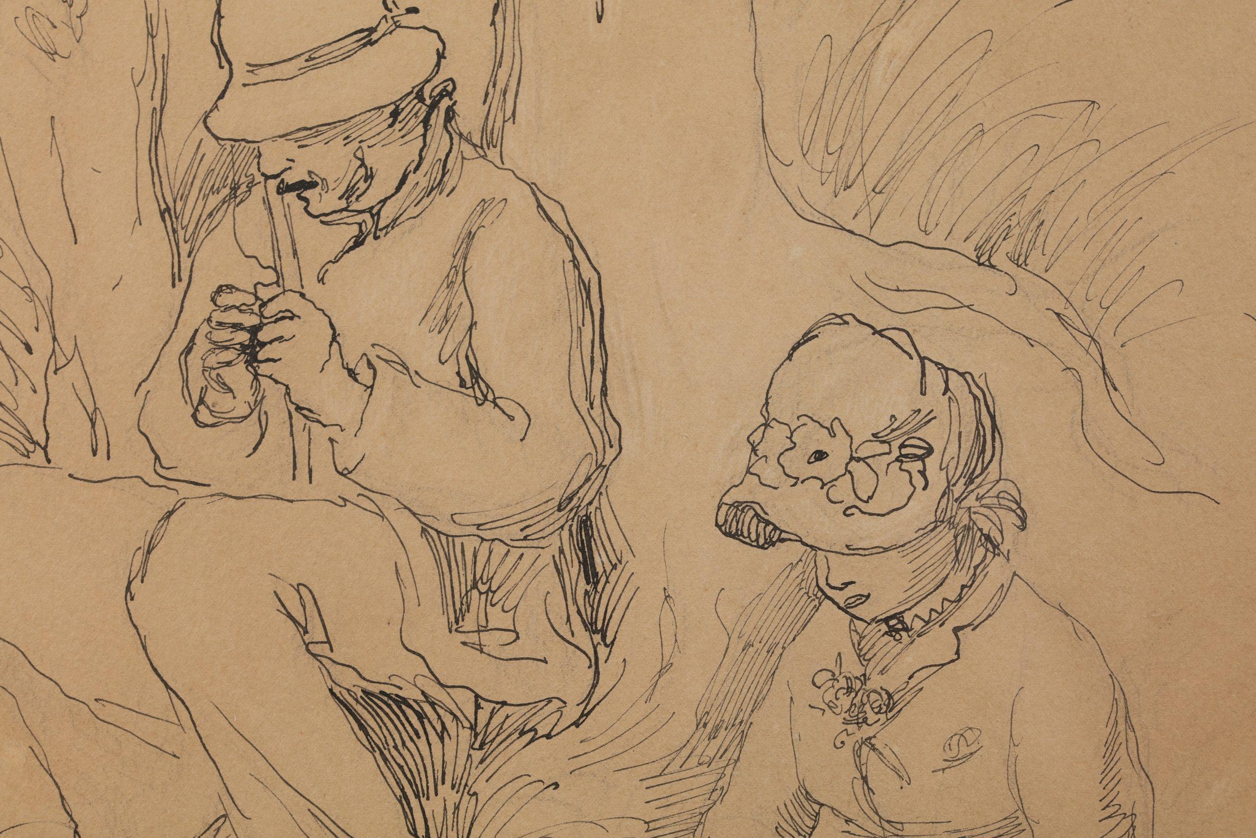 Pecheur a la ligne er femme lisant - Impressionist Ink & Crayon - Auguste Renoir 6