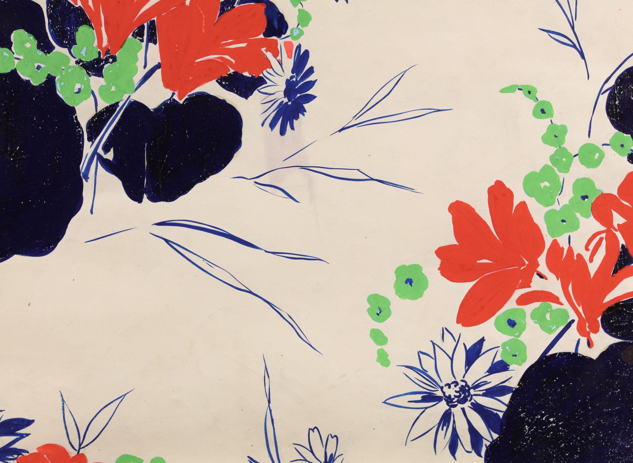 Projet de Tissus - Fiori Fauvisti Acquerello e Gouache di Raoul Dufy in vendita 3