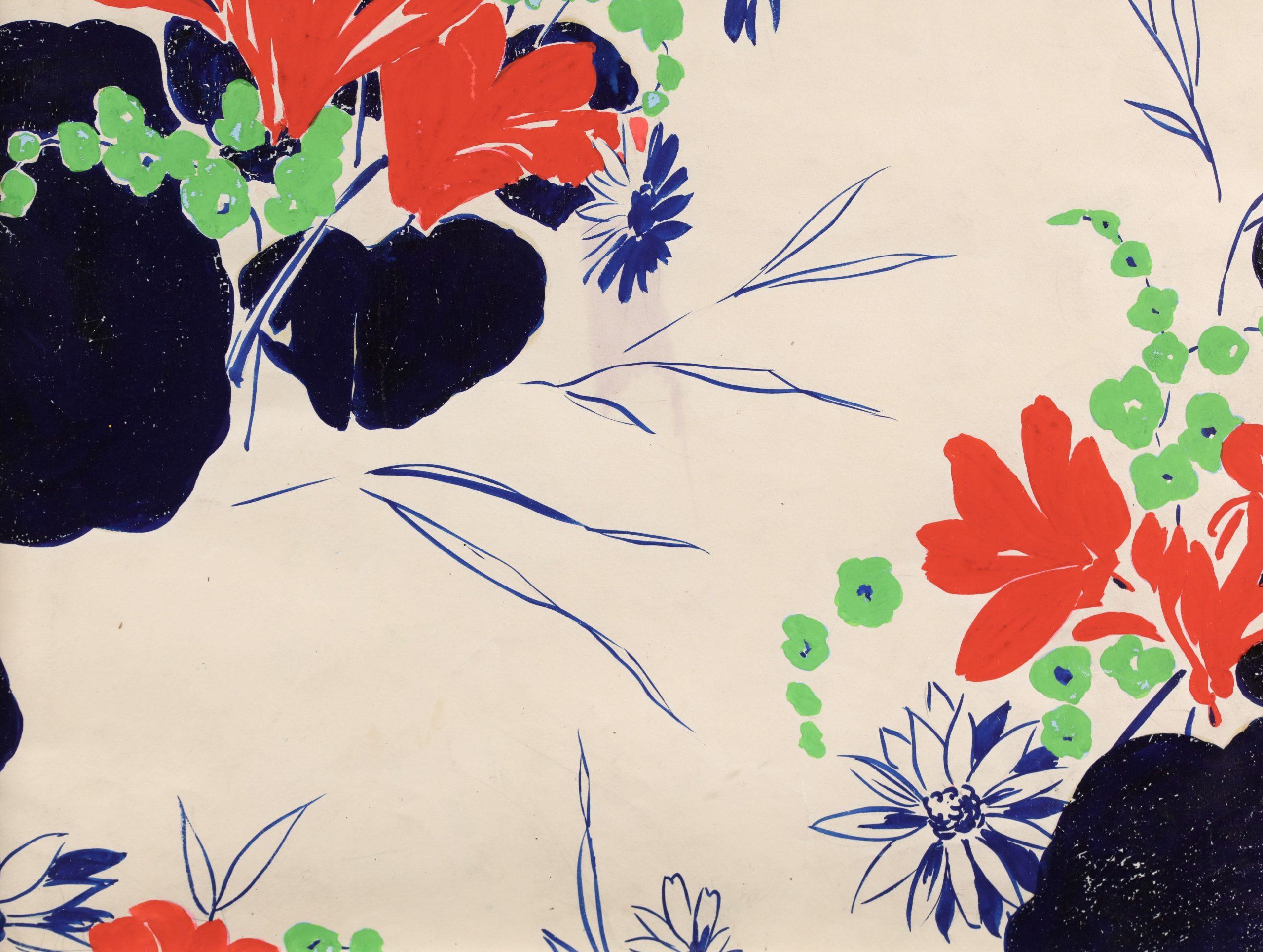 Projet de Tissus - Fiori Fauvisti Acquerello e Gouache di Raoul Dufy in vendita 2