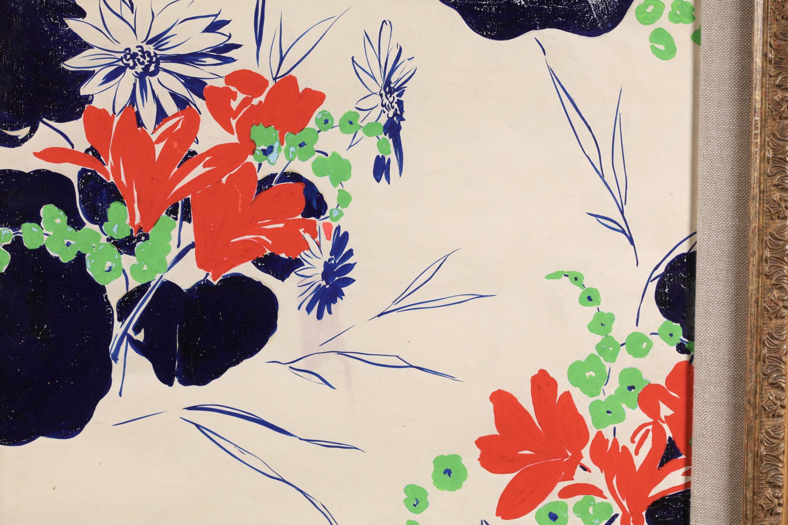 Projet de Tissus - Fiori Fauvisti Acquerello e Gouache di Raoul Dufy in vendita 4