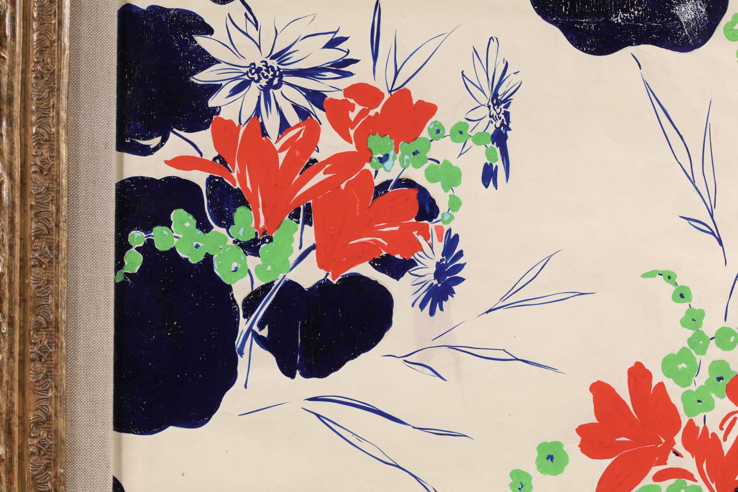 Projet de Tissus - Fiori Fauvisti Acquerello e Gouache di Raoul Dufy in vendita 5
