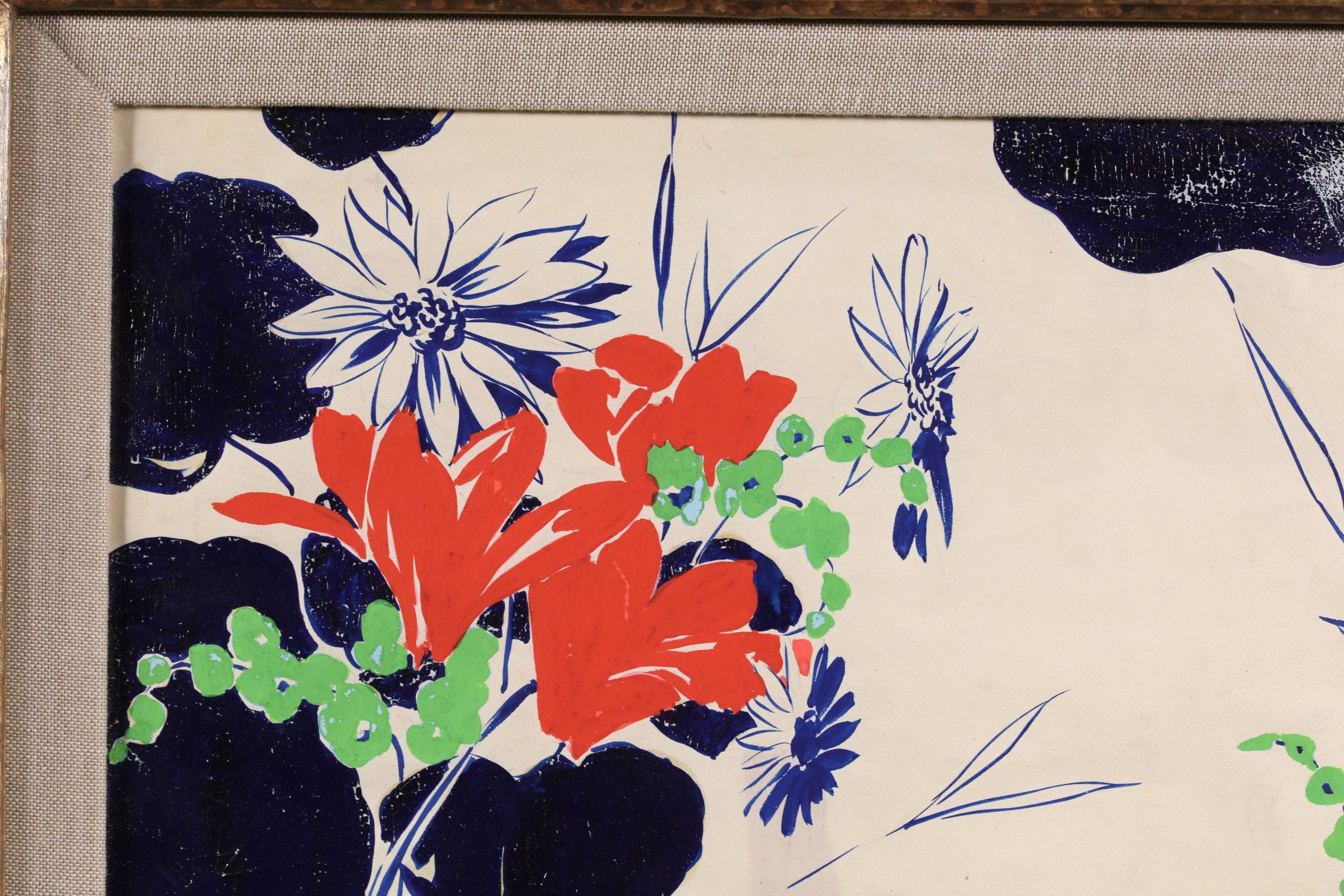 Projet de Tissus - Fiori Fauvisti Acquerello e Gouache di Raoul Dufy in vendita 7