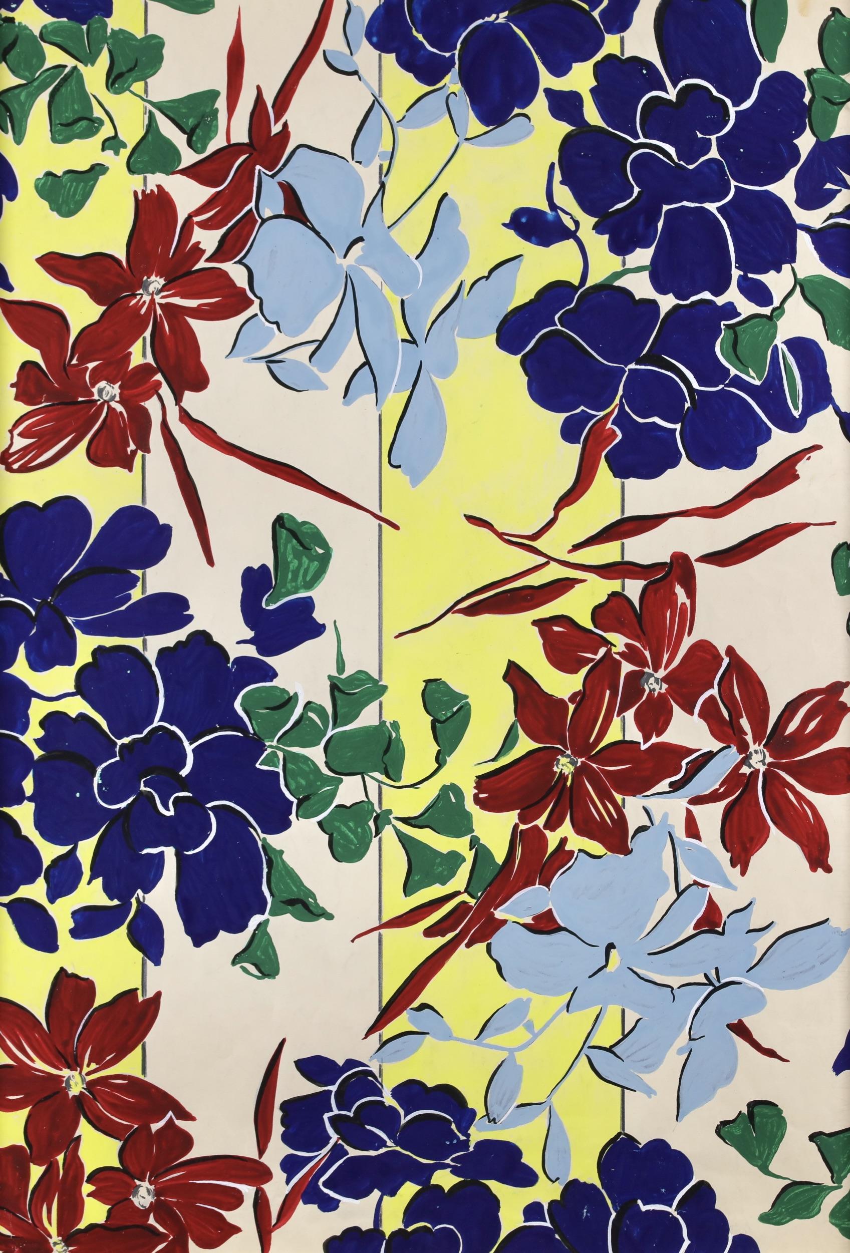 Projet de Fleurs - Flores fauvistas Gouache de Raoul Dufy