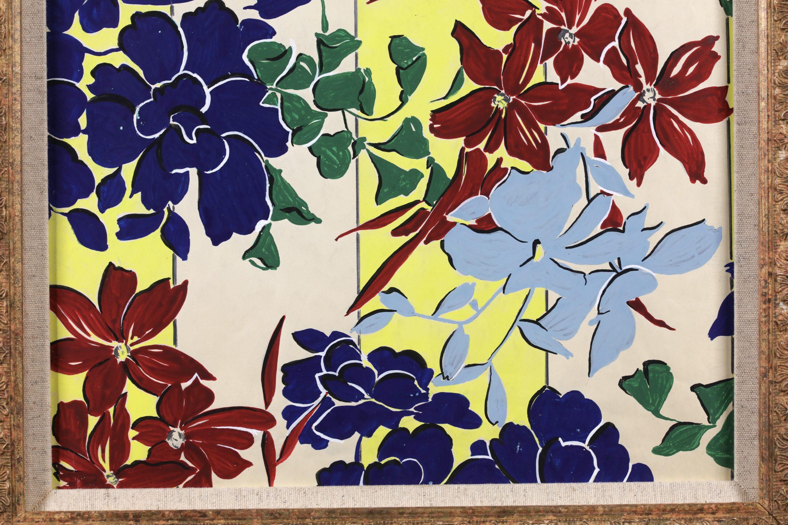 Projet de Fleurs - Fiori Fauvisti Gouache di Raoul Dufy in vendita 1