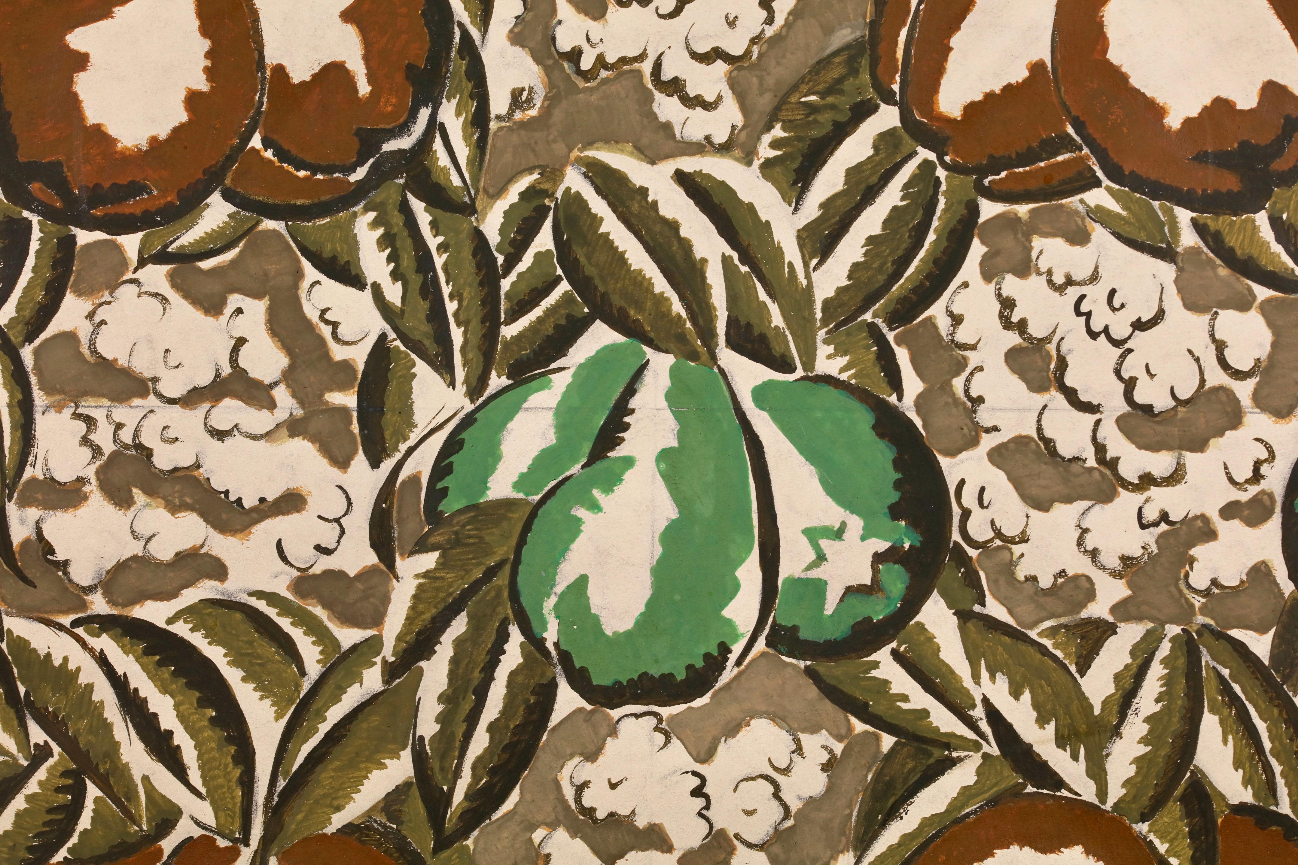 Projet de Tissus - Nature morte fauve Gouache de Raoul Dufy en vente 4