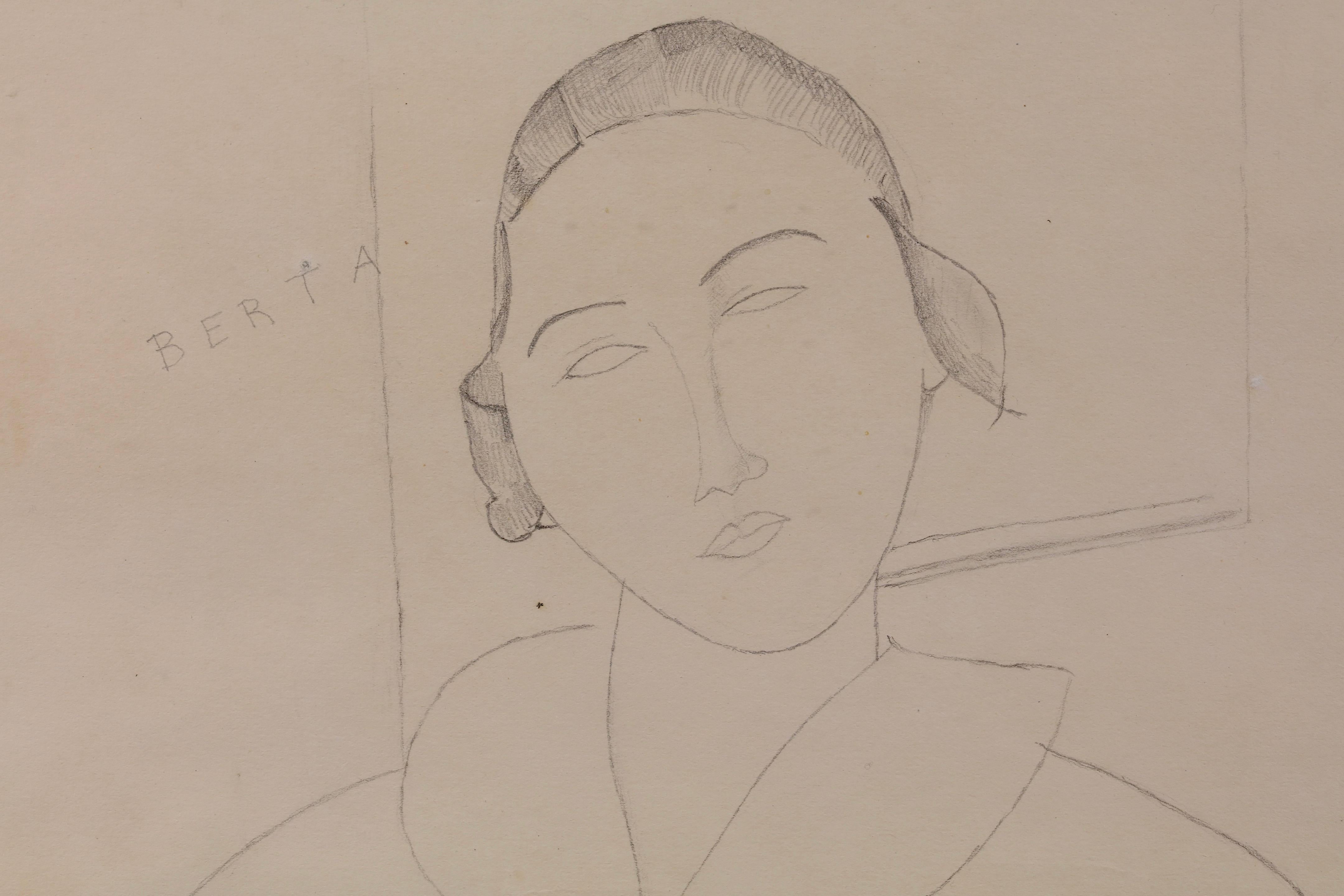 Retrato de Berthe Lipchitz - Retrato moderno Dibujo a lápiz - Amedeo Modigliani en venta 5
