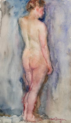 Un nu feminin - Fauvist Nude Figurative Watercolour by Kees Van Dongen