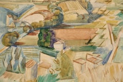 Mirmande - Vue de Cliousclat - Cubist Landscape Watercolor by Andre Lhote