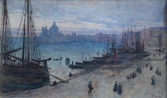 Venice – Aquarell, Figuren und Boote im Hafen von Frederick Walker, 19. Jahrhundert