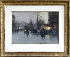 Place de la Bastille - 19th Century Oil, Figures City Landscape by Galien-Laloue