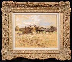 Haymaking - Messy, Seine-et-Marne - Figures & Horses in Landscape by Lhermitte