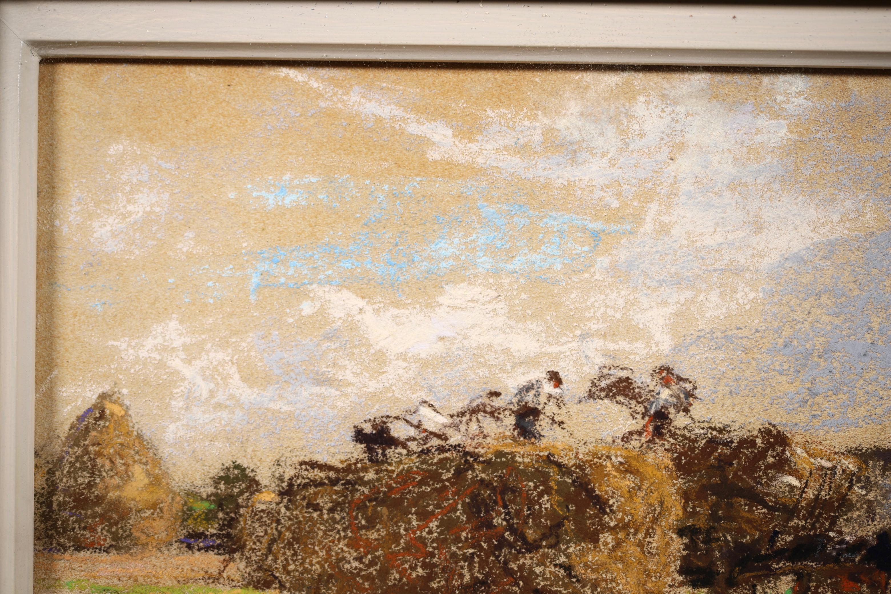 Haymaking - Messy, Seine-et-Marne - Figures & Horses in Landscape by Lhermitte - Barbizon School Art by Léon Augustin Lhermitte