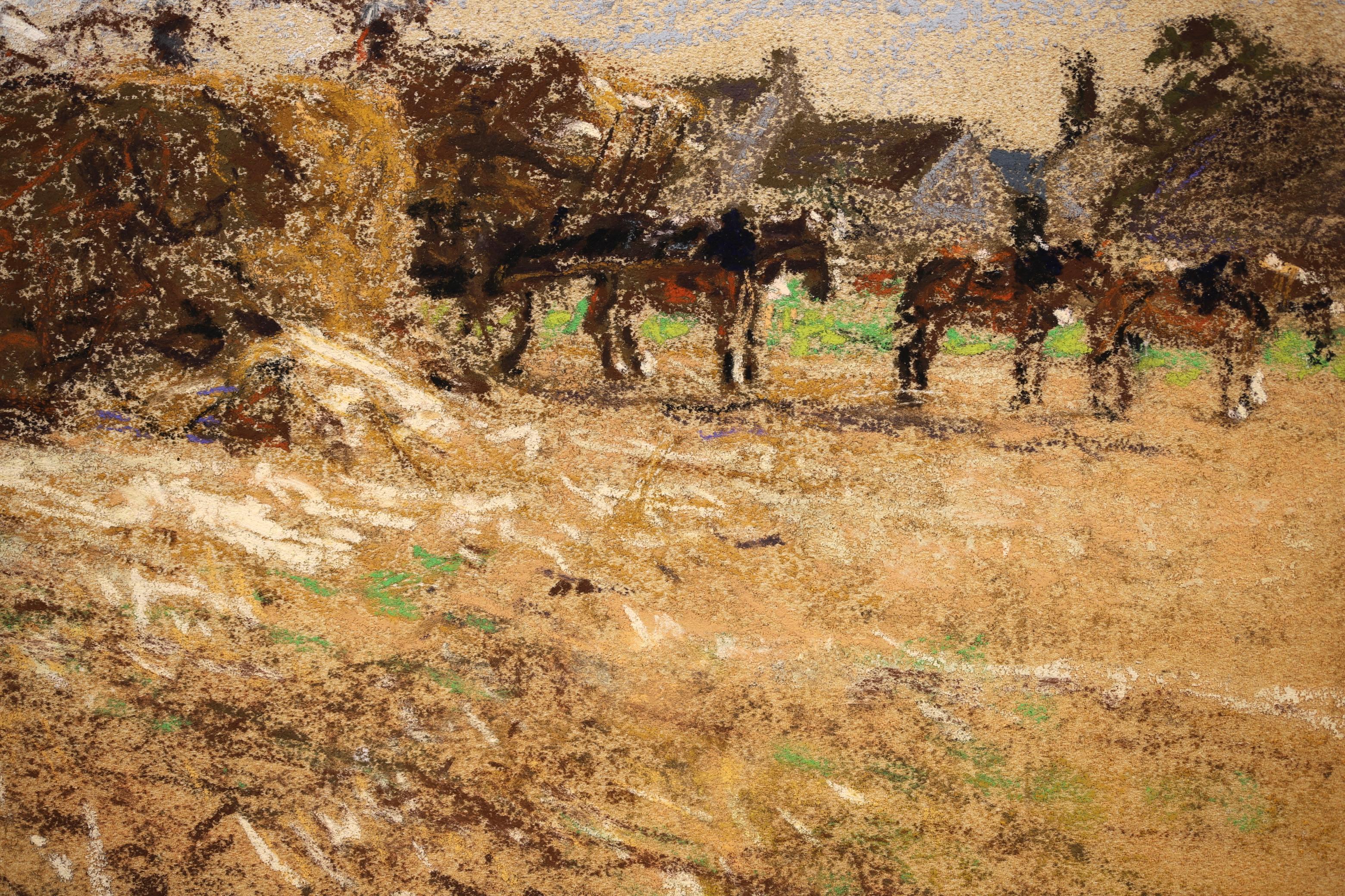 Haymaking - Messy, Seine-et-Marne - Figures & Horses in Landscape by Lhermitte 1