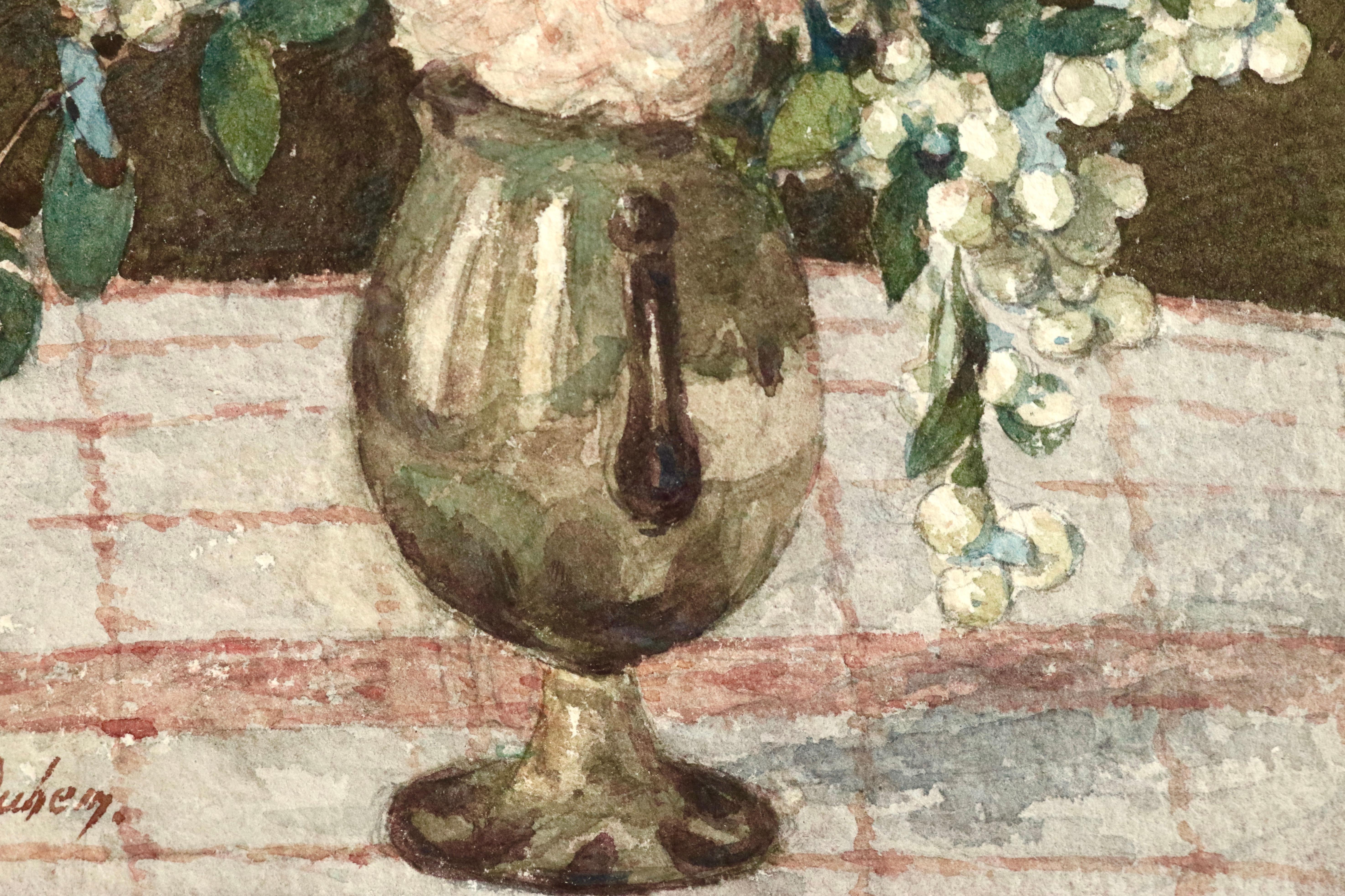 flowers in vase watercolor