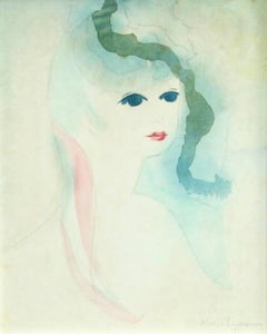 Tête de Femme - 20th Century Watercolor, Portrait of a Woman by Marie Laurencin