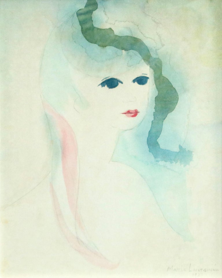 Marie Laurencin - Tête de Femme - 20th Century Watercolor, Portrait of a  Woman by Marie Laurencin at 1stDibs