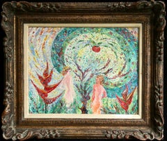 Adam & Eve - 20th Century Oil, Religious Figures in Landscape - Madeline Clavier