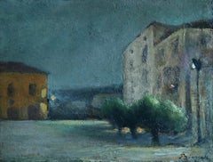 Nuit - Sora, Italy - Post Impressionist Oil, Night Landscape - Bernardo Biancale