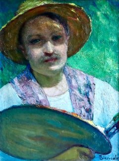 Autoportrait - Post Impressionist Oil, Self Portrait by Bernardo Biancale
