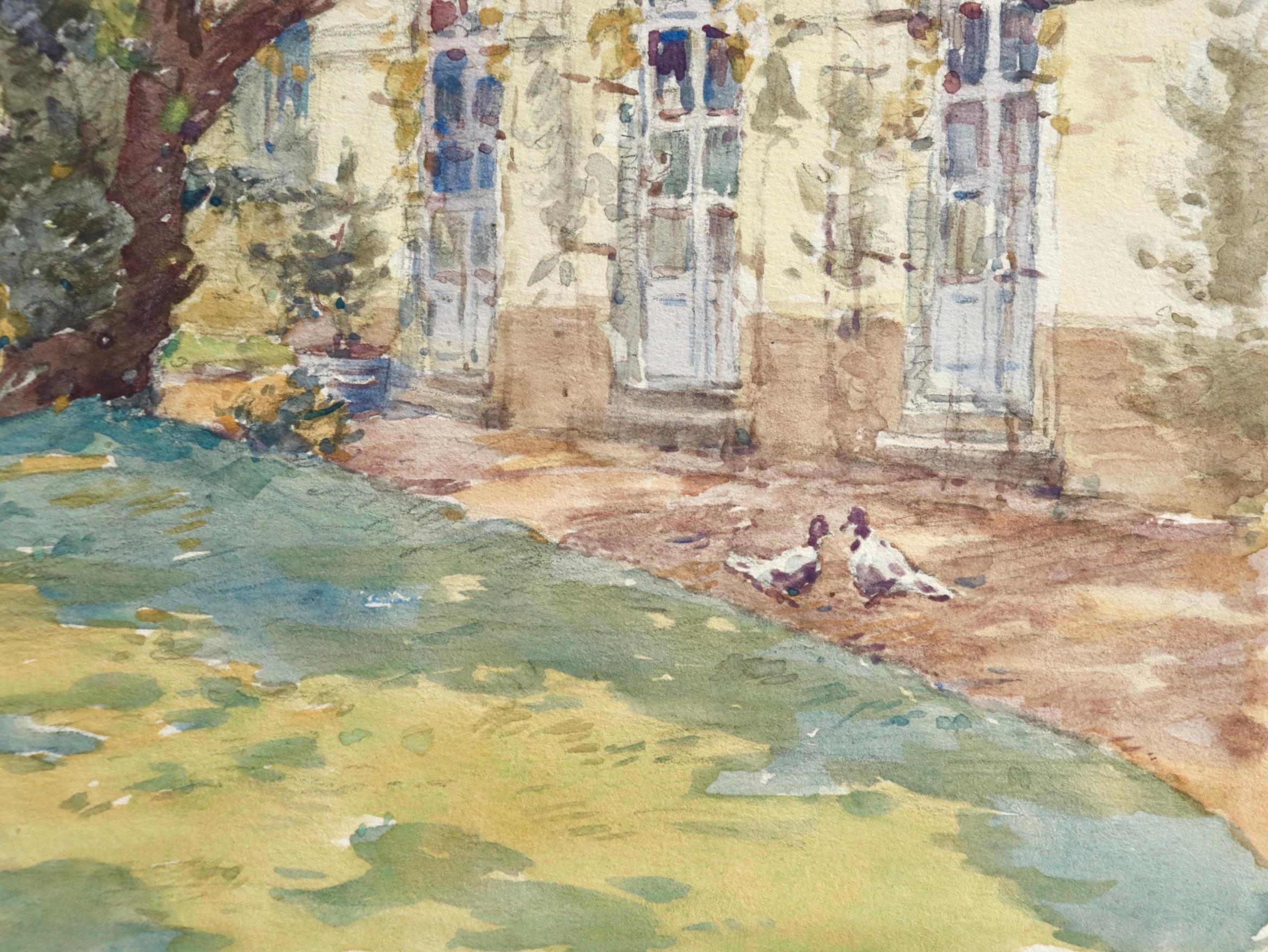 The Artist's Garden - French Impressionist Watercolor, Landscape by Henri Duhem 3