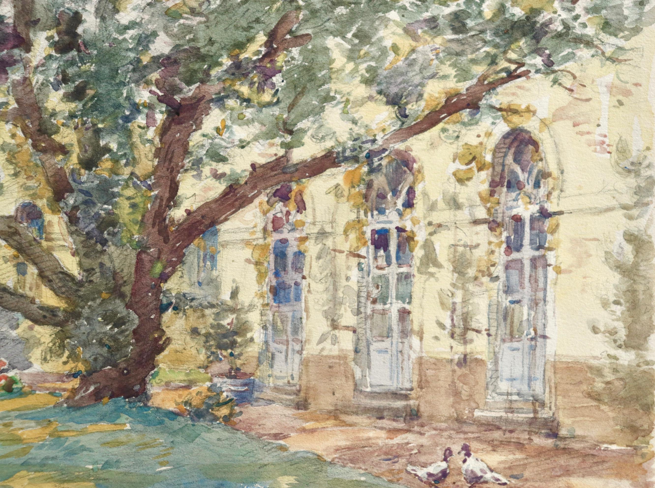 The Artist's Garden - French Impressionist Watercolor, Landscape by Henri Duhem 4