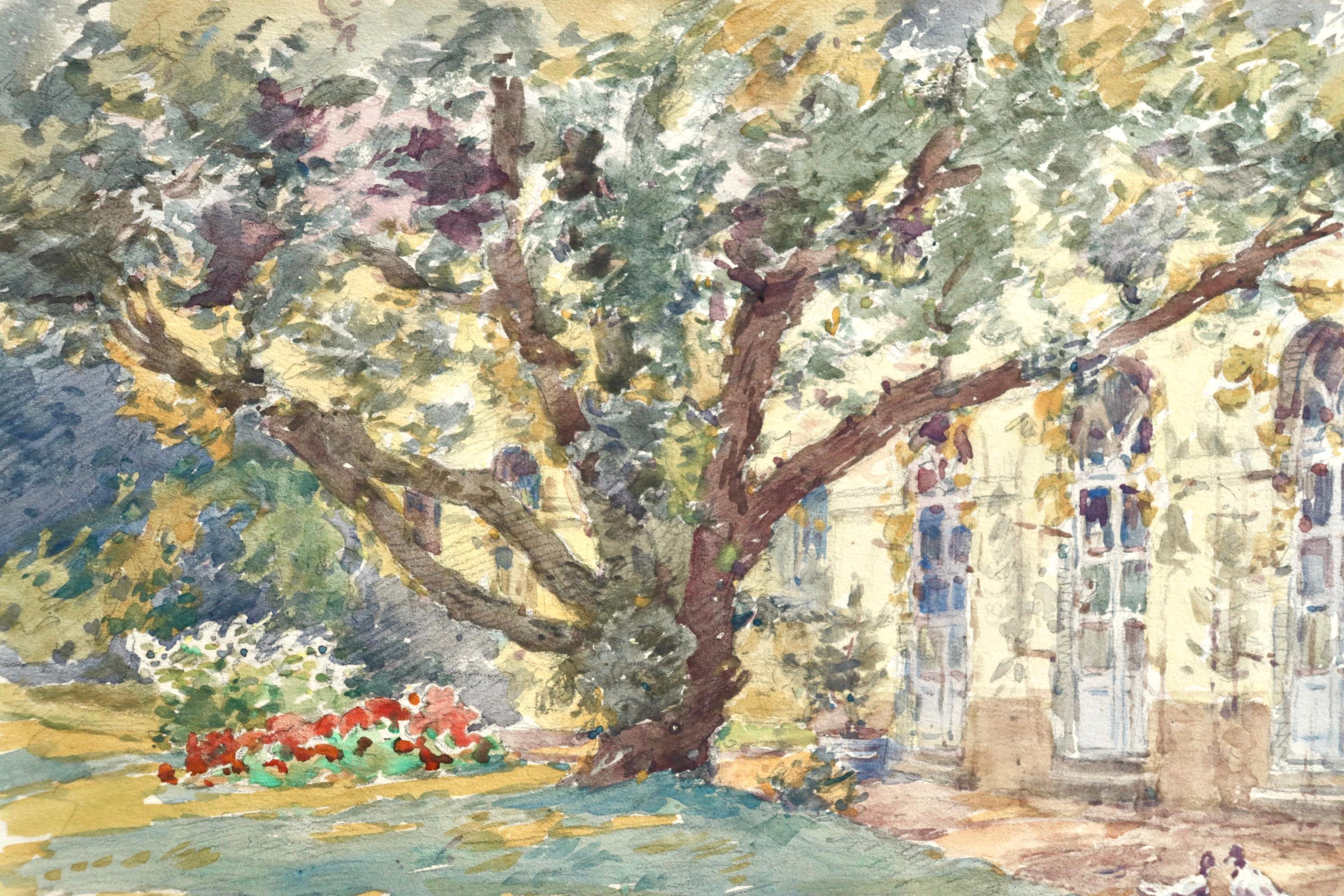 The Artist's Garden - French Impressionist Watercolor, Landscape by Henri Duhem 5