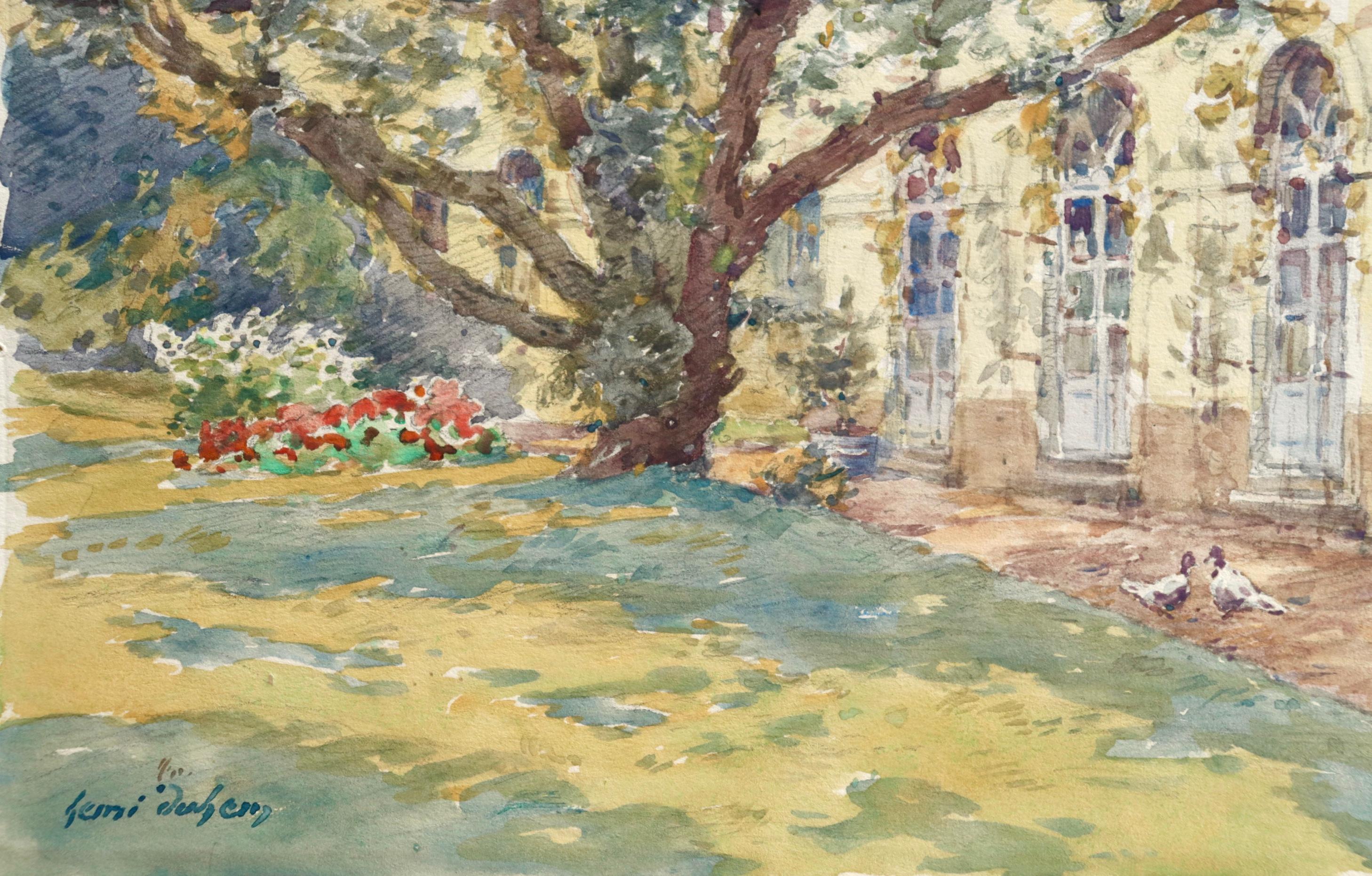 The Artist's Garden - French Impressionist Watercolor, Landscape by Henri Duhem 7