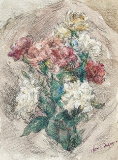 Fleurs - Französisches impressionistisches Aquarell, Stillleben mit Blumen von Henri Duhem