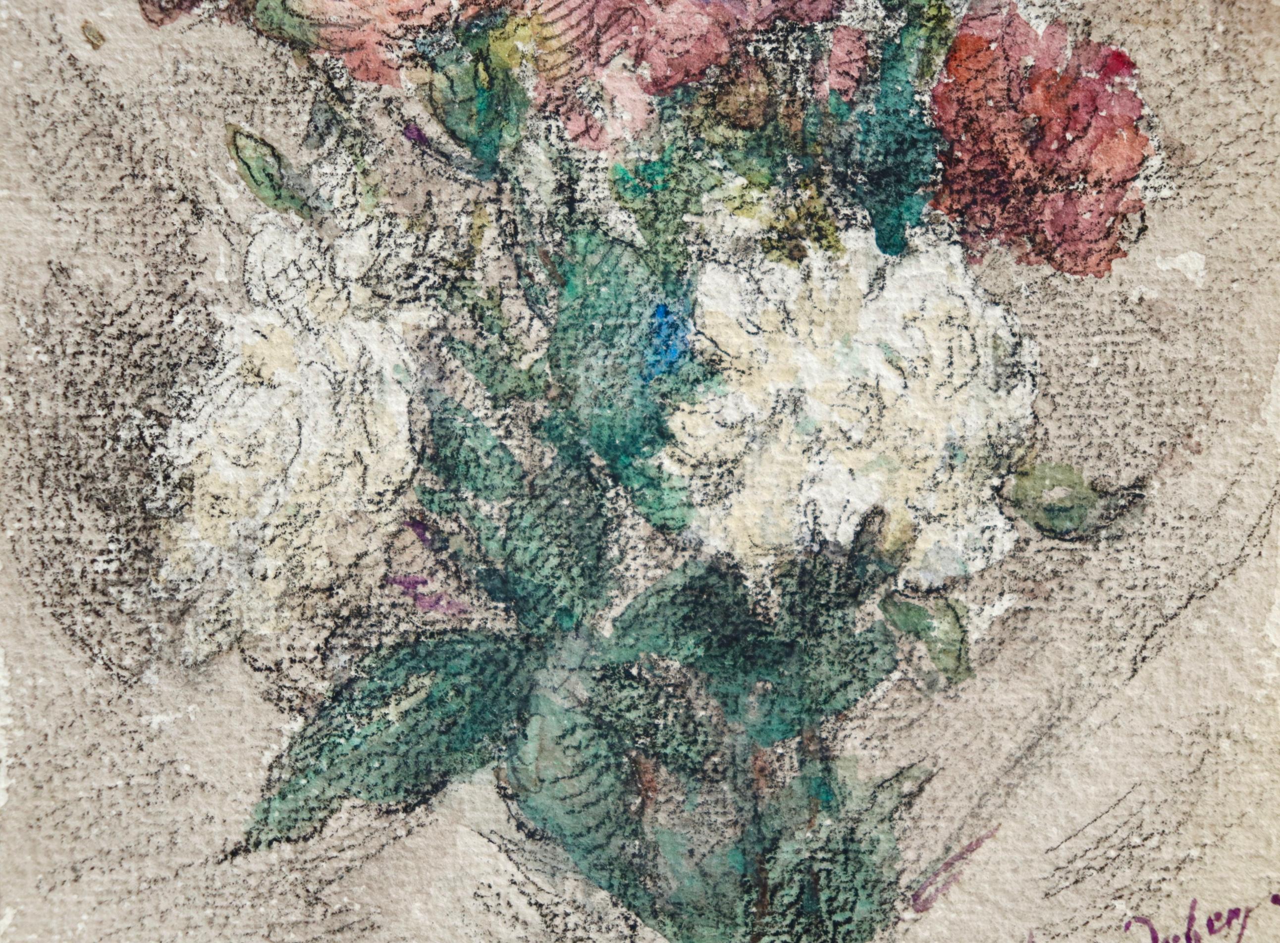 Aquarelle impressionniste française Fleurs, nature morte de fleurs d'Henri Duhem en vente 3