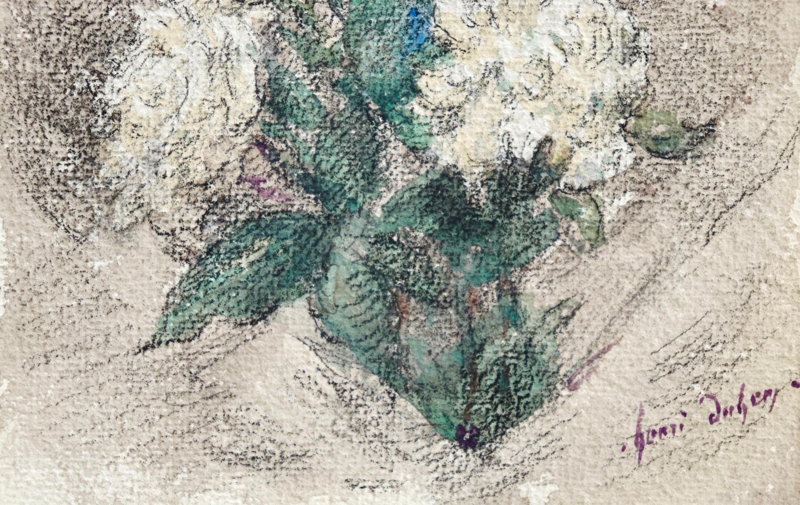 Fleurs - Acuarela impresionista francesa, Naturaleza muerta de flores de Henri Duhem 4