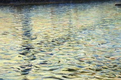 Westminster - Evening - 19th Century Oil, Riverscape at Sunset by Gaston Prunier