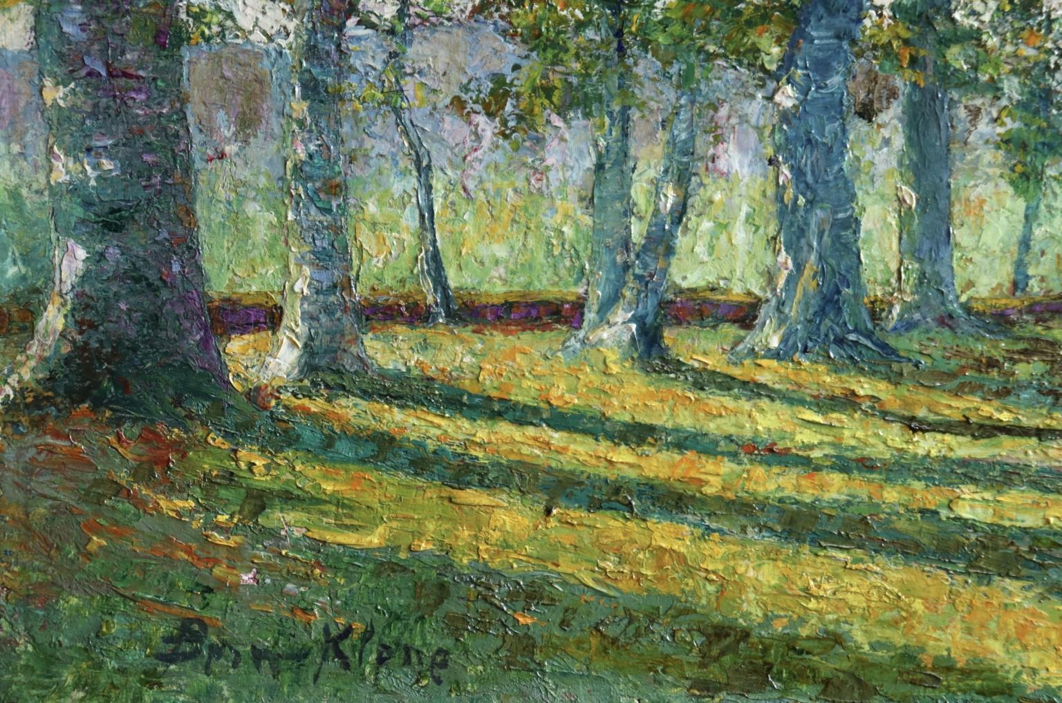 Paysage Breton - Impressionist Oil, Figure by Church in Landscape by B H Klene 3