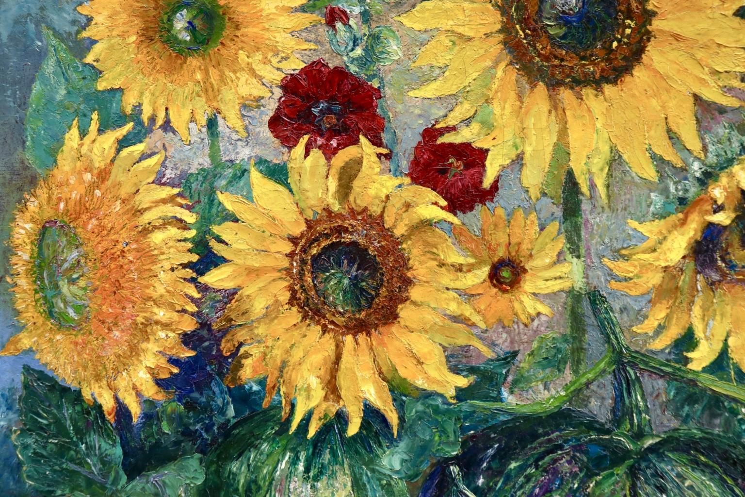 Soleils et Potirons - Impressionist Oil, Flowers & Vegetables by Bernardus Klene - Black Still-Life Painting by Bernardus Henricus Klene