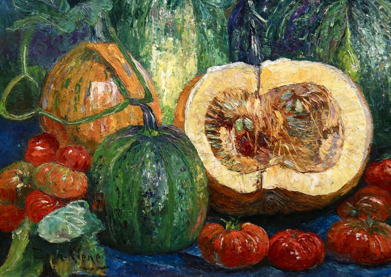 Soleils et Potirons - Impressionist Oil, Flowers & Vegetables by Bernardus Klene 1