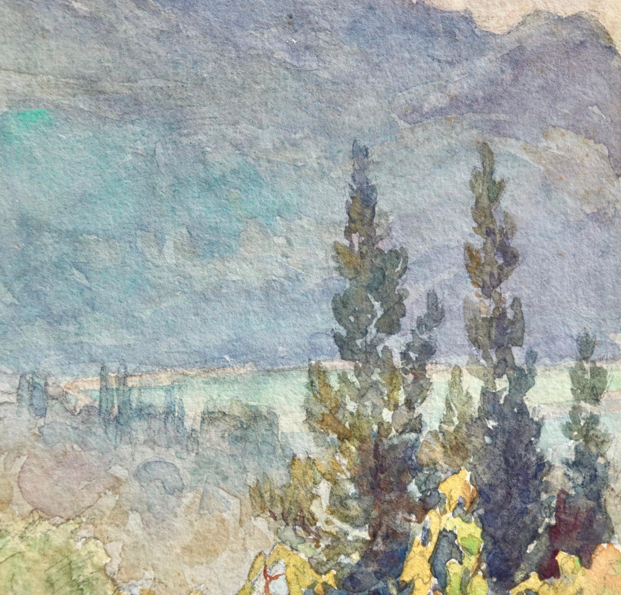 Vue sur le lac Léman - Impressionist Watercolour, Landscape by Henri Duhem 4