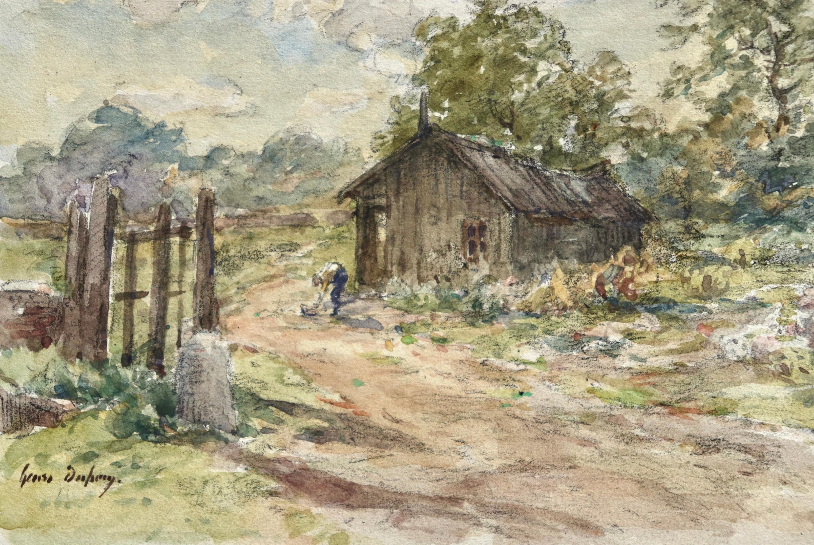 Petite maison en bois - Impressionist Watercolour, Landscape by Henri Duhem For Sale 4