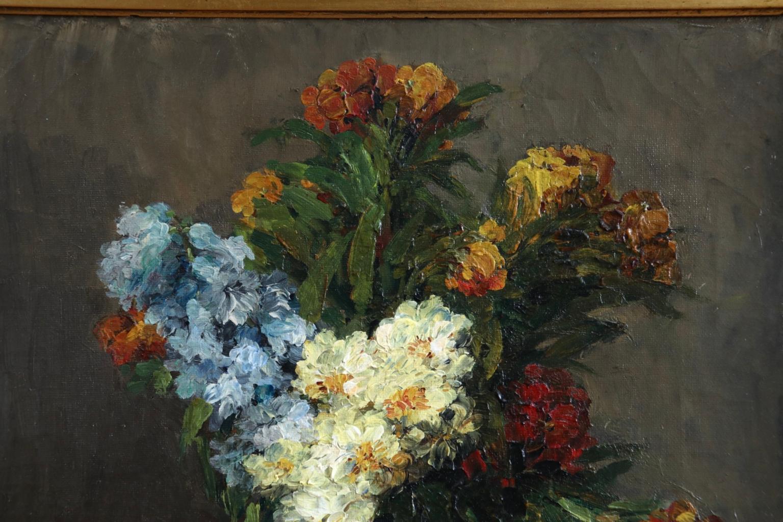 Fleurs - Impressionist Oil, Still Life of Flowers in a Vase by Ernest Quost 1